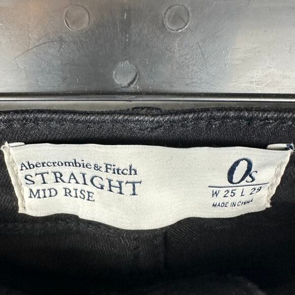 Abercrombie & Fitch Womens Straight Leg Mid Rise Fringe Hem Ankle Black Jeans 0S - Picture 8 of 10